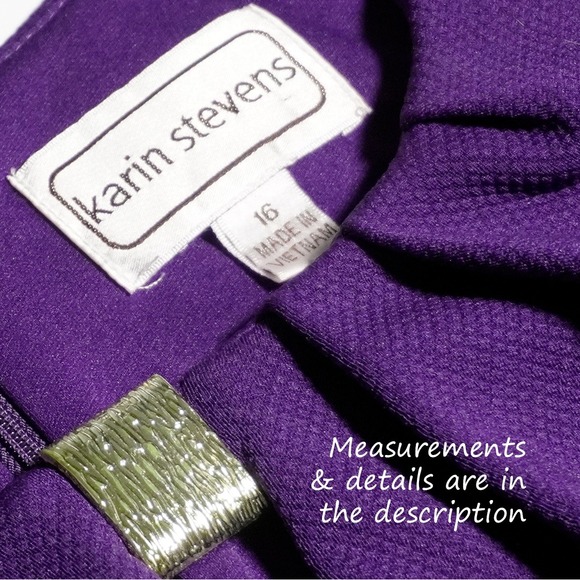 Karin Stevens Purple Textured Fit & Flare Dress XL 1X Keyhole Stretch Cocktail - Picture 4 of 6